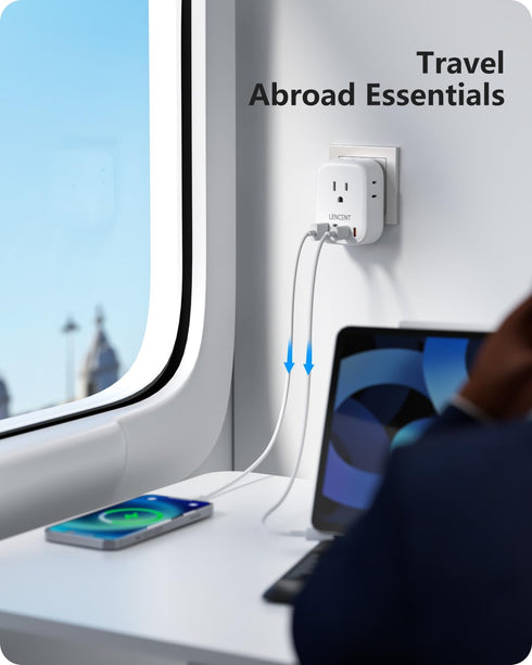LENCENT Switzerland Travel Plug Adapter, Swiss Power Adaptor with 4 American Outlets, 4 USB Charger(2 USB C), Type J Plug Converter for US to Swit...
