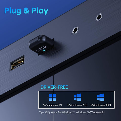 USB Bluetooth 5.3 Adapter for PC, EDUP USB Bluetooth Dongle Receiver Support Windows 11/10/8.1 Plug and Play for Desktop, Laptop, Mouse, Keyboard,...