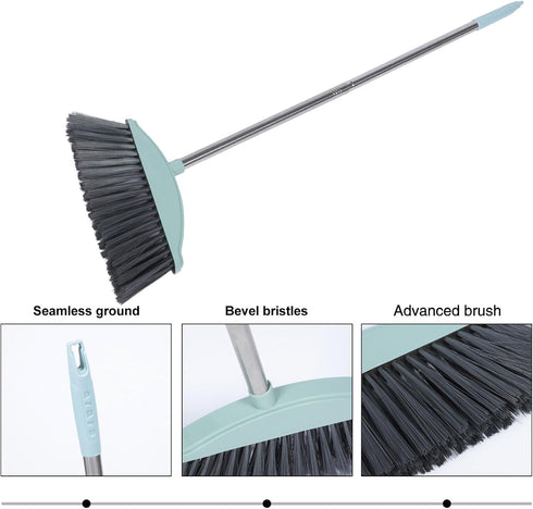 Heavy Duty Broom with Long Handle Commercial Broom Sweeping Brooms Outdoor Indoor Broom for Home Garage Kitchen Office Lobby Lawn...