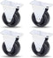 AUEAR, 4 Pack 1.5 Inch Rubber Caster Wheels Heavy Duty Fixed Black Casters with Rigid Non-Swivel Top Plate for Furniture...