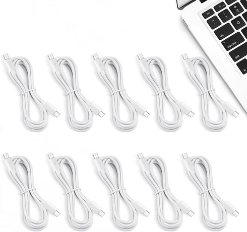 Smays USBC to USBC Cable Bulk 10-Pack 3ft White, Type C to Type C Charging Cable, 20W...