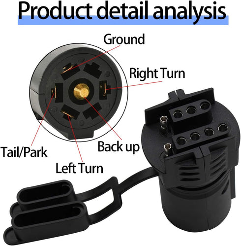 Trailer Plug Adapters, 7 Pin to 4 and 5 Flat Blade Trailer Connector, 2-in-1 Flat Blade Plug, Automotive Accessories Universal for Trailer, Tow Hi...