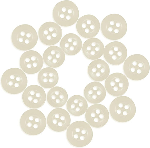 ButtonMode Standard Shirt Buttons 22pc Set Includes 8 Front (11mm or 7/16 in), 7 Sleeve (10mm or 3/8 in) & 7 Collar (9mm or Almost 3/8 in), Off Wh...