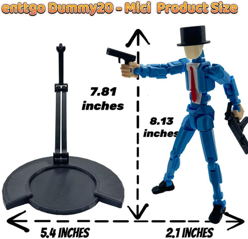 3D Printed 8.13-inch Action Figure Dummy-Mici20, Full Body Mechanical Movable Toy, Multiple Accessories, Desk Decoration (3 HandsType, Bracket, We...