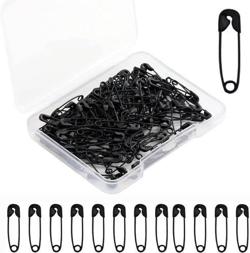 300Pcs Safety Pins, BetterJonny Black Nickel Plated Steel Safety Pins 32mm Small Metal Safety Pins with Storage Box for Craft,Jewelry Making,Sewin...