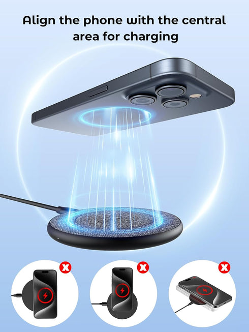 NewQ Wireless Charger, 15W Max Wireless Charging Pad for iPhone 15 14 13 12 11 X 8 Mini/SE/Pro/Max/Plus, Samsung Galaxy S23/S22/S21/S20/S10/S9/S8/...