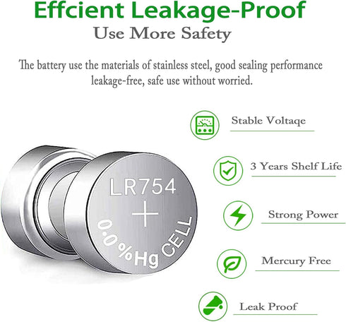AG5 LR754 309 393 SR754 SR754 Battery Alkaline Button Cell Battery (10 Count)...
