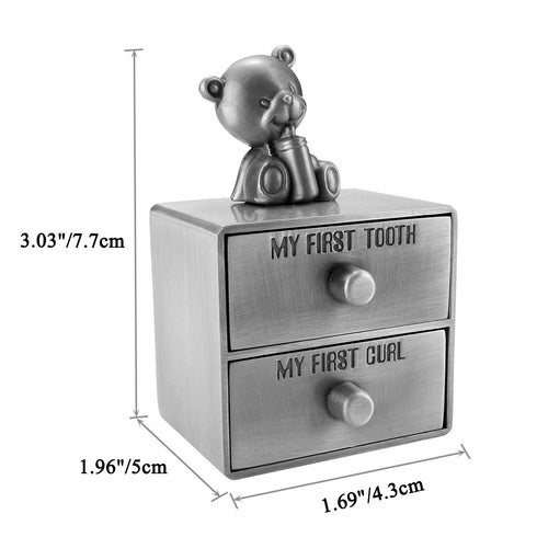 Mogoko Silver Tooth Box, Baby First Tooth and Curl Keepsake Box Set, Kids Teeth Fairy Holder for Boy or Girl...