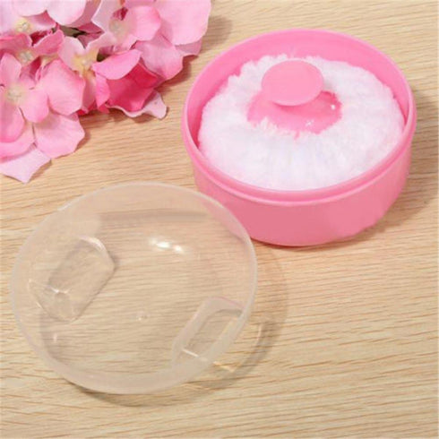 UTENEW Cosmetic Tool Baby Soft Face Body Powder Puff Sponge Box Container Case (pink)...