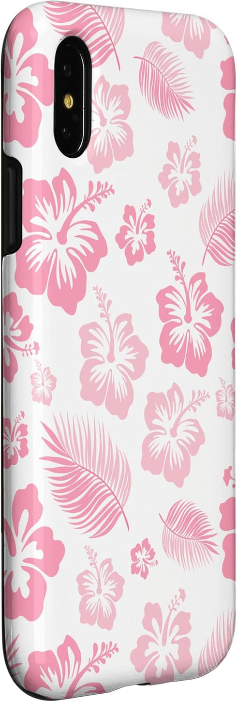 iPhone X/XS Pink Hibiscus Soft Girl Coquette Beach Tropical Floral y2k Case...