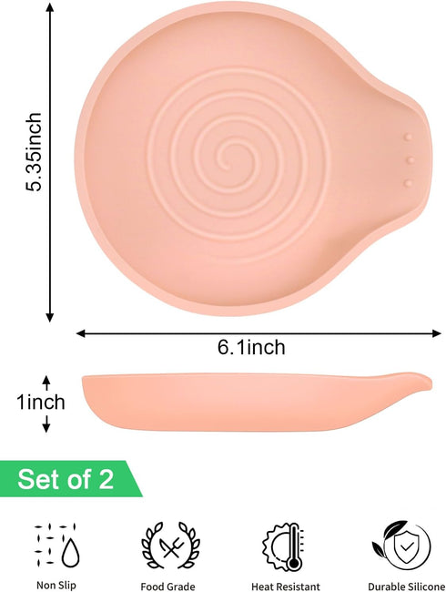 Silicone Spoon Rest for Stove Top, 2 Pcs Stove Spoon Holder, Coffee Spoon Rest for Spatula, Tongs or Spoon, Gray & Pink...