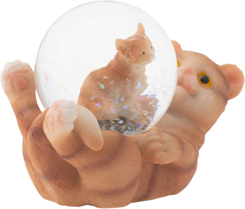 Elanze Designs Striped Tabby Cat and Kitten Magical Whimsical Tabletop Dresser Nightstand Figurine Miniature 45MM Sturdy Polyresin Glitter Water S...