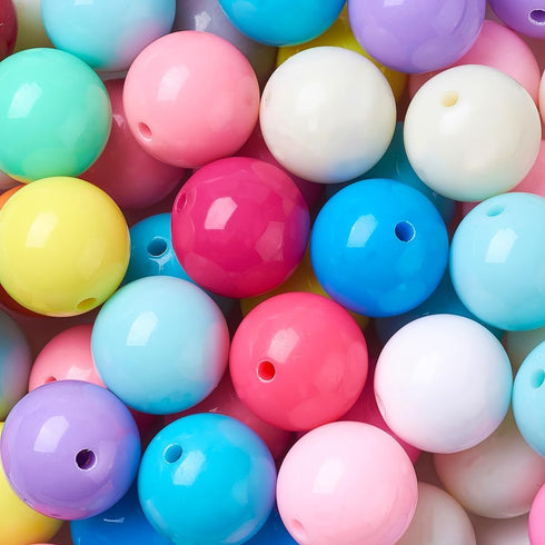 Beadthoven 120pcs 12 Colors Bubblegum Beads Bulk 20mm Focal Beads for Pens Opaque Candy Color Easter Beads Large Acrylic Beads Plastic Chunky Bead...