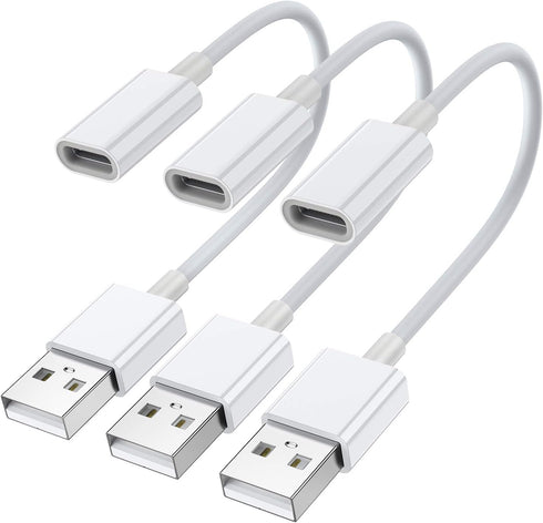 USB C Female to USB Male Adapter (3-Pack),Type C to USB A Charger Cable Adapter,Compatible with iPhone 15 14 Pro 13 12 11 Plus Max,iPad,Samsung Ga...