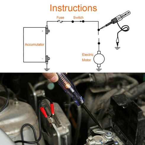 Automotive Circuit Tester, 6-24V Test Light Indicator with Sharp Carbon Probe for Fuse Testing, Light Sockets, Short Circuits, Wires, Electricians...