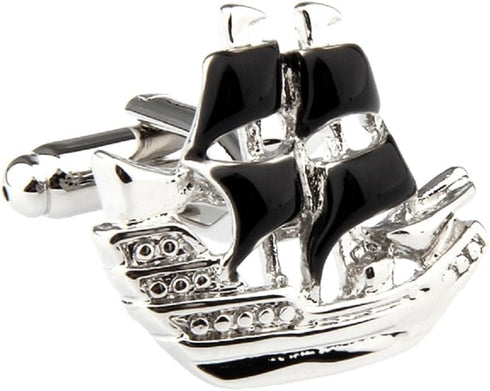 Boat Sailing Ship Sailboat Pair Cufflinks in a Presentation Gift Box & Polishing Cloth...