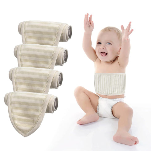 wonuu Baby Umbilical Cord Belt, Infant Belly Binder Hernia Care Navel Truss Support Newborn Warm Essential with Breathable Organic Cotton (4Pack-G...