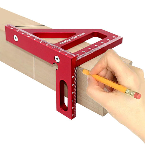 3D Multi Angle Measuring Ruler, 45/90 Degree Woodworking Square Protractor, Aluminum Alloy Miter Triangle Ruler, High Precision Layout Measuring T...