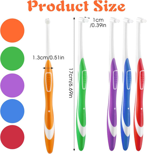 Ouligay 5Pcs Tuft Toothbrush Tufted Brush End-tuft Interspace Toothbrushes Single Tufted Toothbrush Soft Compact Interdental Toothbrush for Orthod...