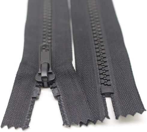 YaHoGa 2PCS 5 Inch #5 Close End Plastic Zippers Bulk Black Molded Resin Zippers for Sewing Clothes Purse Bags Crafts (C/E 5" 2pcs)...