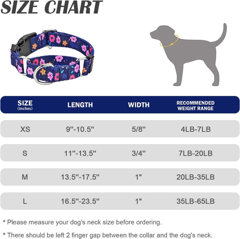 Martingale Collar for Dogs, Adjustable Soft Nylon Dog Collars with Special Design Cute Patterns for Small Medium Large Dog...