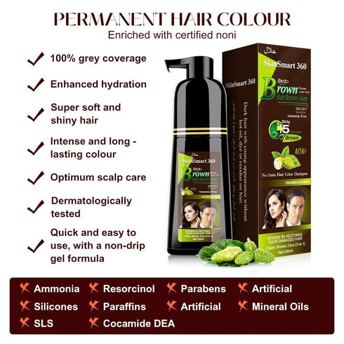 No-Stain Hair Dye Shampoo for Men & Women, No-Stain on Skin & Scalp, Natural Ingredients, Ammonia & Parabens-Free, Up to 100% Gray Coverage, Easy ...