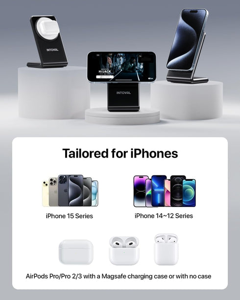 Intoval Magnetic Charging Stand for iPhone, Magnet Wireless Charger for iPhone 15 Pro/Pro Max/Plus/14/13/12, Fast iPhone Charger (M2, Black)......