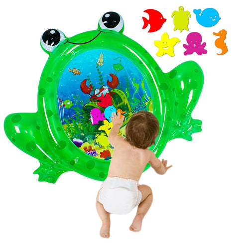 Frog Baby Water mat, Tummy time Baby Toys, Inflatable Play Mat Water Cushion Baby Toys, Fun Early Development Activity Play Center for Newborn (93...