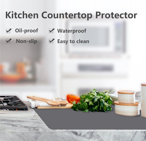 Silicone Counter Mats Set of 2 - Kitchen Countertop Protector, Heat Resistant, Non Slip, Thicker 1.3 MM, Extra Large (Dark Grey - 2 Pcs)...