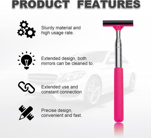 Car Rearview Mirror Wiper, Car Rearview Mirror Mini Telescopic Auto Squeegee, Retractable Auto Glass Squeegee, Multifunctional Car Window Wiper, U...