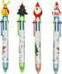 Maydahui 12PCS Christmas Multicolor Ballpoint Pen 6-in-1 Pens Retractable Priting Pen Snowman Reindeer Christmas Tree Santa Claus for Christmas Pa...