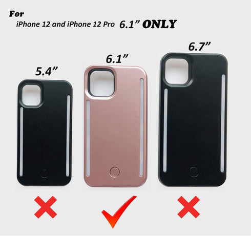 Selfie Light up Case for iPhone 12 and 12 Pro 6.1 inch, LED Light case with Back and Front Dual Rechargeable Luminous Light for iPhone 12 & 12 Pro...