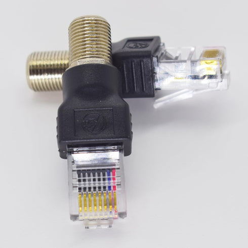 2PCS RF to RJ45 Converter Adapter F Female to RJ45 Male Coaxial Barrel Coupler Adapter Connector Coax Straight Connector (Black)...