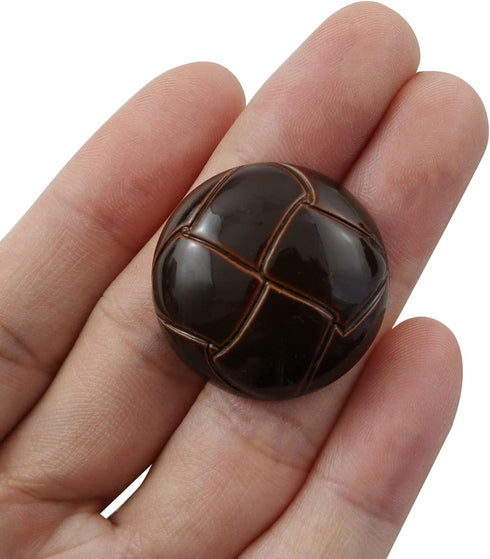 50PCS Brown Football Pattern Imitation Leather Style Plastic Shank Buttons Craft Plastic Buttons Round Black Plastic Imitation Leather Buttons Set...