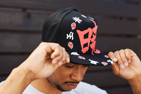 Ripple Junction Naruto Shippuden Adult Unisex Akatsuki Kanji Ring Flat Bill Snapback Hat Black/Red...