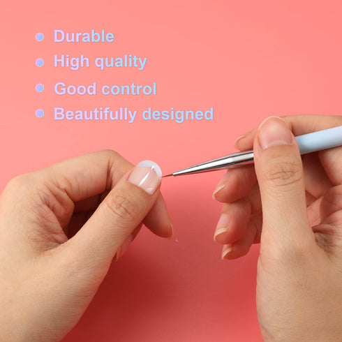 5Pcs Nail Art Liner Brushes, 7/9/11/15/20mm Fine Nail Painting Brushes, Pink to Blue Gradient Nail Art Design Brushes Kit with Metal Handle Nylon ...