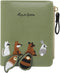 Womens Wallet, Leather Purse Credit Card Holder with with Embroidered Animal Pattern, Portable and Small Wallets for Women with Zipper Pocket (gre...