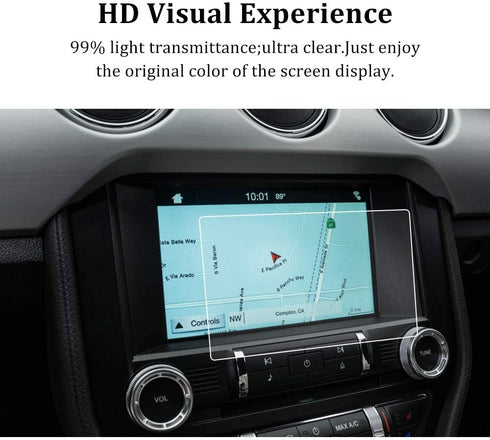 For Ford Mustang Screen Protector, 8 Inch Tempered Glass Protective Film for Ford MUSTANG ECOBOOST GT FASTBACK BULLITT SHELBY GT350 GT350R Screen ...