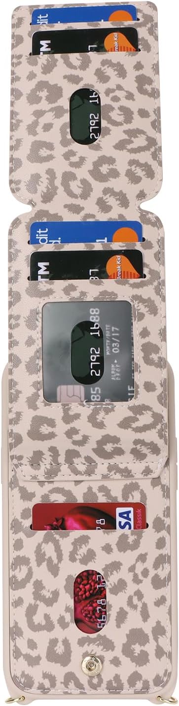 iPhone 13 Case with Card Holder for Women, iPhone 13 Phone Case Wallet with Strap Credit Card Slots Crossbody with Kickstand Zipper Case for iPhon...