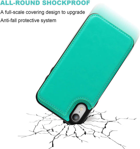 iPhone XR Wallet Case with Card Holder,OT ONETOP Premium PU Leather Kickstand Card Slots Case,Double Magnetic Clasp and Durable Shockproof Cover f...