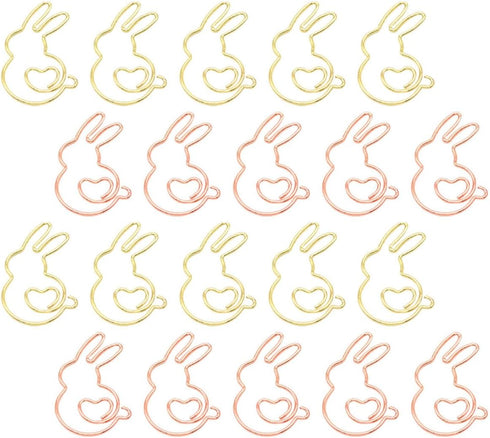 20pcs Animal Paper Clips Rabbit Creative Paper Clips Special-shaped Golden Whirly Needle Cute Colorful Clip 20pcs/pack Fixing Paper Clamp Papercli...