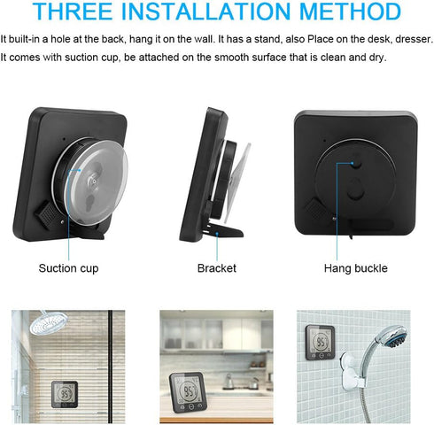 AOZBZ Shower Wall Clock, Digital Kitchen Timer with Alarm, Waterproof Touch Screen Timer, Temperature Humidity Display with Suction Cup Hanging Ho...