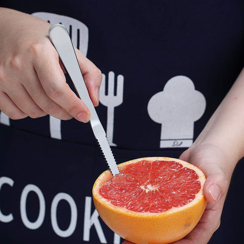 HOMQUEN Grapefruit Spoons 9 Pieces Set, 8 Stainless Steel Grapefruit Spoon and 1 Grapefruit Knife with Titanium Plating, Grapefruit Utensil Set, S...