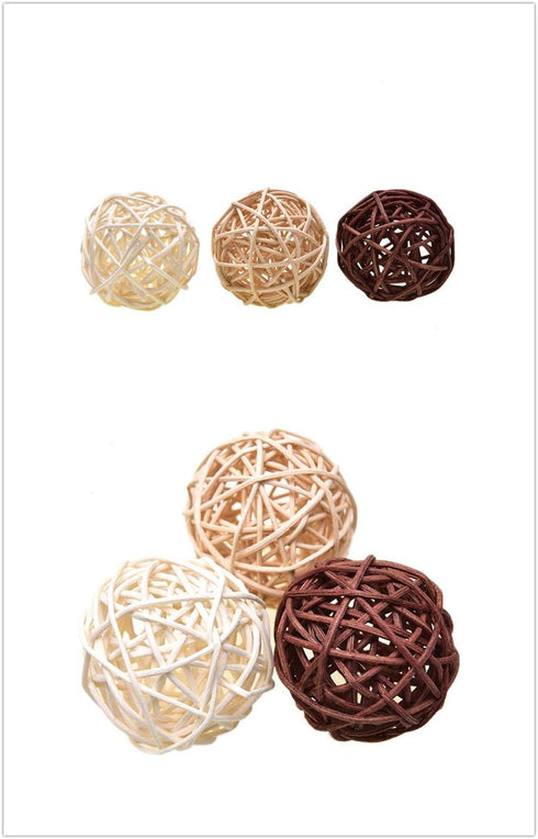 Natural Decorative Wicker Rattan Balls- Vase Filler, House Ornament, Christmas Tree Garden Wedding Party Coffee Table Decoration,Craft DIY, Parrot...
