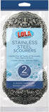 Lola Products Stainless Steel Scouring Pad, 18 Grams - Curled Flat Wire, Cleans Caked On & Baked On Messes on Cookware, 1 Pack...