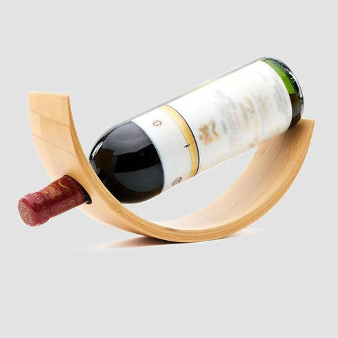 Bamboo Wine Rack, Single Wine Bottle Holder for Countertop, Unique Self Balancing Wine Holder for Wine Bottle Display Storage, Wine Organizer Shel...