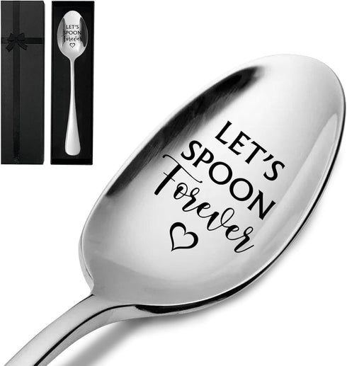 Let's Spoon Forever,Funny Engraved Stainless Spoon,Coffee/Tea/Ice Cream/Dessert/Cereal Spoon for Women Men,Food Lover Gifts,Best Friend Spoon Gift...