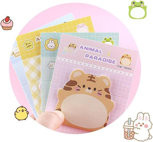24 Pads Cute Animal Shaped Sticky Notes 8 Cute Patterns 3 Pads of Each Kawaii Self-Sticky Notes Memo Pad for School Office Home Kids Students Room...