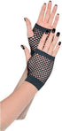80's Punk Black Fingerless Fishnet Short Gloves - One Size, 2-Piece Set - Ideal for Christmas, Halloween, & Theme Parties...