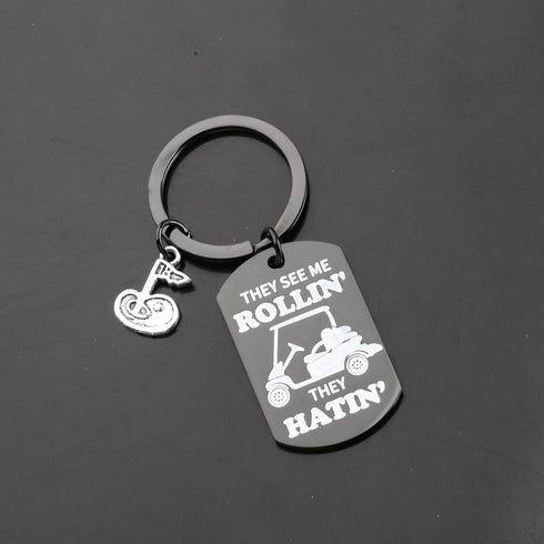 TIIMG They See Me Rollin They Hatin Keychain For Golf Lover Golf Cart Gift Golfing Club Gift Golfer Gift...